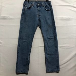 Levi 501 Classic Straight Fit Denim Blue Jeans Light Wash 32x32